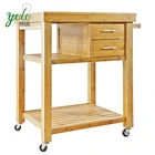 Antique Moving Easily Wooden Kitchen Trolley With Towel Rack , 2 Drawers,Storage Cabinet,Shelves And Wheels
