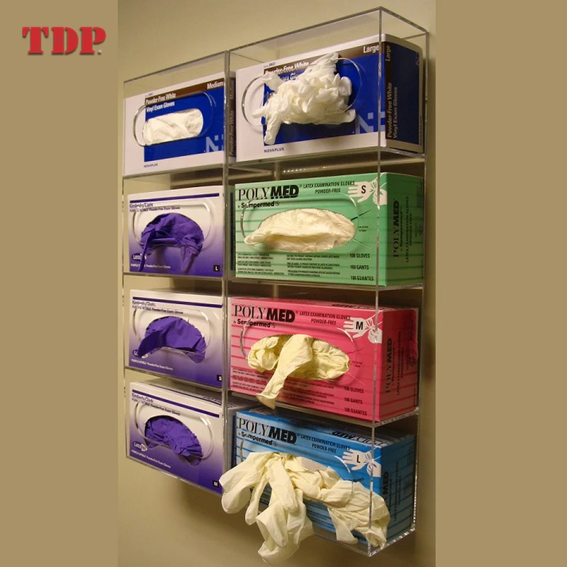 Wall Mounted Side Top Loading Single Double Triple Quad Display Holder Clear Latex Acrylic Glove Box Dispenser