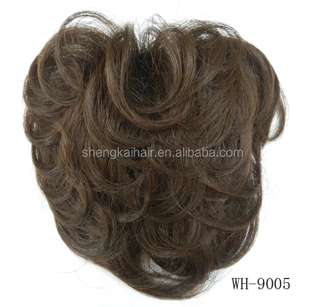 full hand-knotting synthetic human hair mixed top closure hair