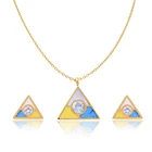 Enamel Gold Plated Crystal Necklace Jewelry Half Set Fashion African Jewelry Sets