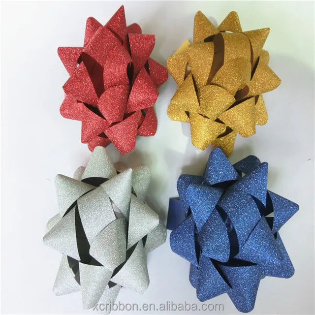 manufacturer wholesale glitter ribbon star gift bow