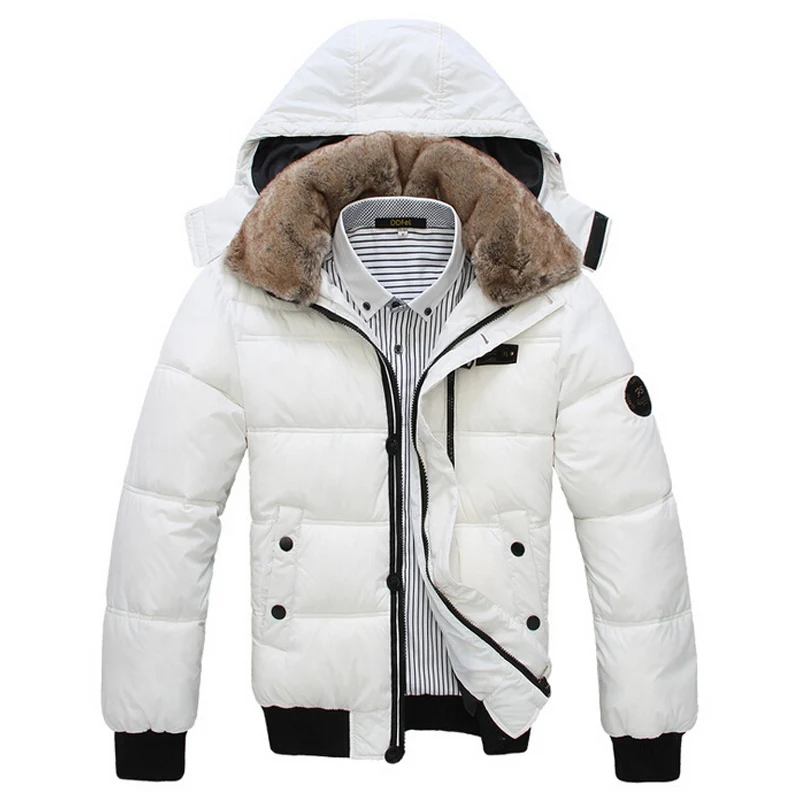 New Men's Winter Jackets Casual Fur Collar Padded Cotton Overcoat Fashion Wadded Hooded Outwear Thick Warm Coat Parka Men EHY687