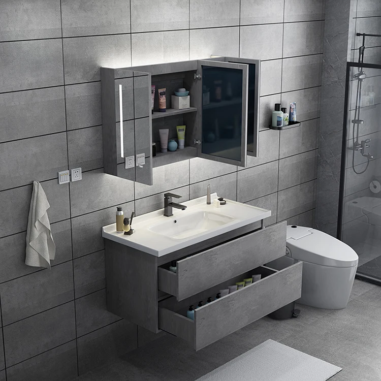 modern basin mirrored vanity combo wall hung bathroom cabinet