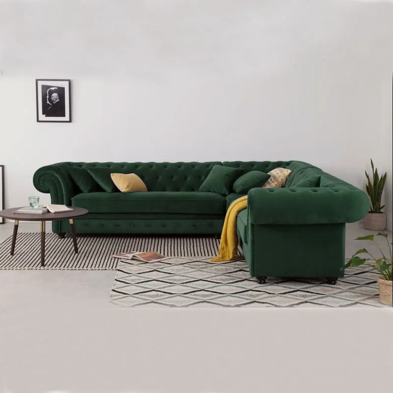Nuevo diseño moderno pequeña tela sofá de la esquina curvada