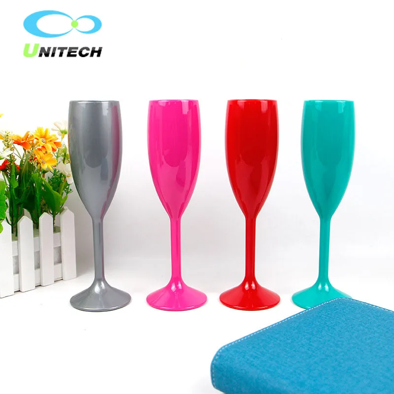 Высокое качество жесткий пластик 130 мл стекло цветные пластиковые шампанское флейты