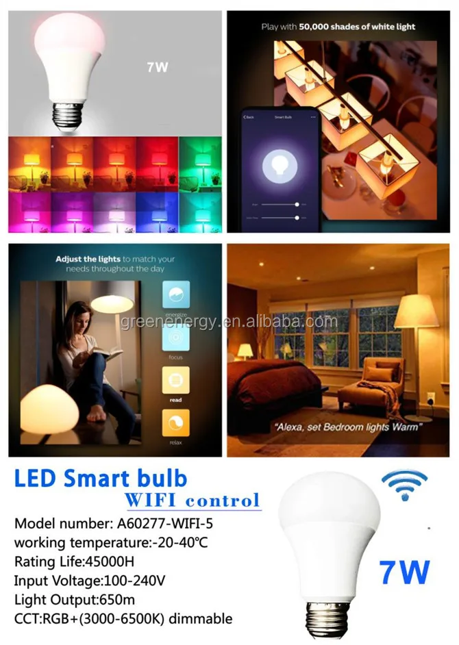 3 years warranty Modern smart edison led bulb with wifi and voice control 10 watt ra>80 smart led wifi bulb
