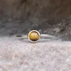 SENFAI Hot Sale Custom Silver And Gold Tone Natural Stone Rings Black Agate Pink Quartz Turquoise Tiger Eye Stone Ring