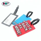 Private Design Custom Embossed Brand Name Logo Plastic Surface Soft PVC Luggage Tags with Name Card