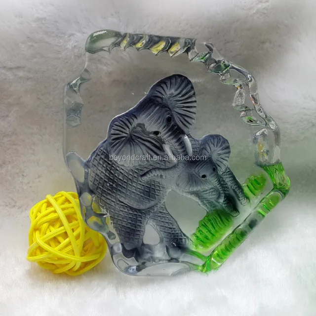 holiday gifts crystal elephant etched animal iceberg colored