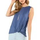 Custom 95% Rayon 5% Spandex Twist Dip Hem Solid Shell Top