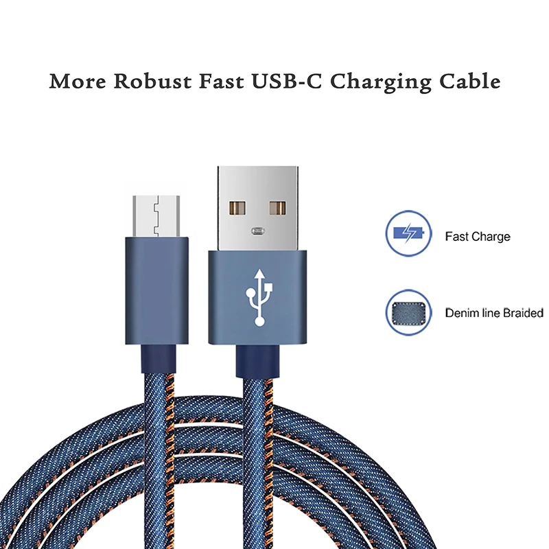 China Cheap Price 1m Denim Fabric Charger Data Sync USB Cable for Samsung - ANKUX.COM