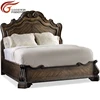 Europe style Italian American furniture luxury classic king size Hooker wooden bedroom furniture designs double carved bed