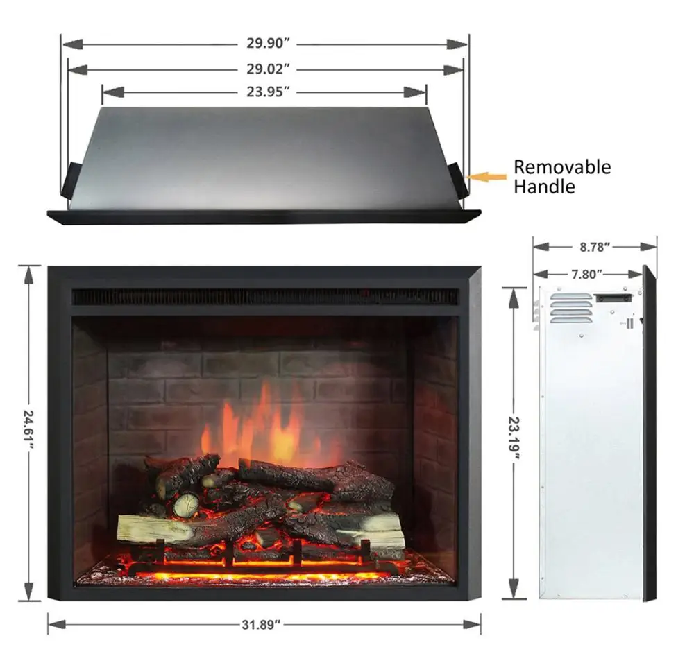 30 Decorative Insert Electric Fireplace With Remote Control