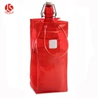 Clear Red Color Cheap Plastic Ice Putting Handle Bag foer Wine
