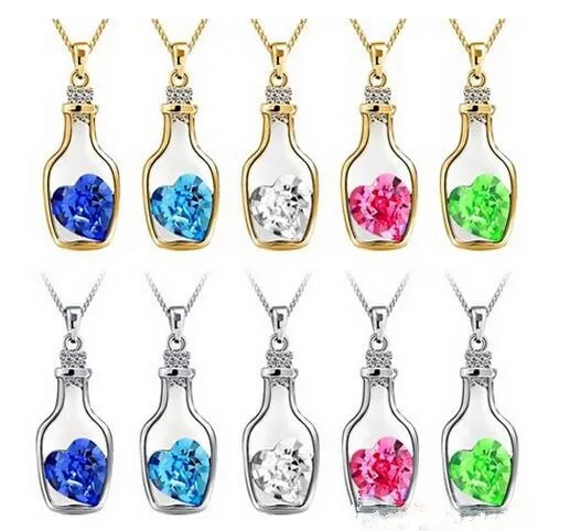 2016 Vintage Jewelry Bottle Heart Shape Statement Necklace Pendants Crystal Collares for Women Couple Necklace Gift, Gold ,silver
2016 Vintage Jewelry Bottle Heart Shape Statement Necklace Pendants Crystal Collares for Women Couple Necklace Gift, Gold ,silver