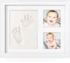 Solid Wood Baby Footprint Handprint Photo Frame Kit With EN-71 Clay For Newborn Baby