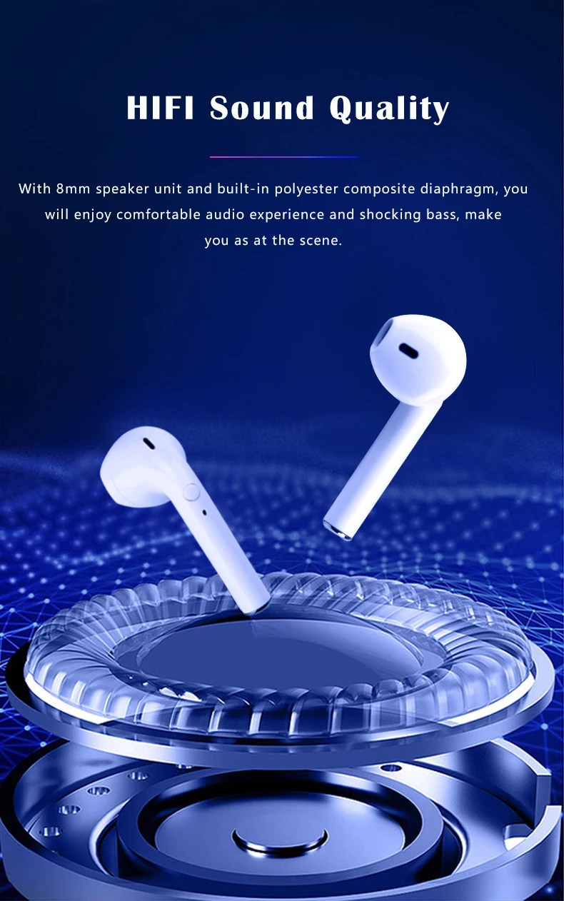 Wireless Bluetooth Headset With V5.0 Stereo Sound Tws Wireless Earphone Built-in Microphone - ANKUX.COM