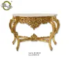 Golden leaf Console Table With Slim Legs and Natural Marble Top