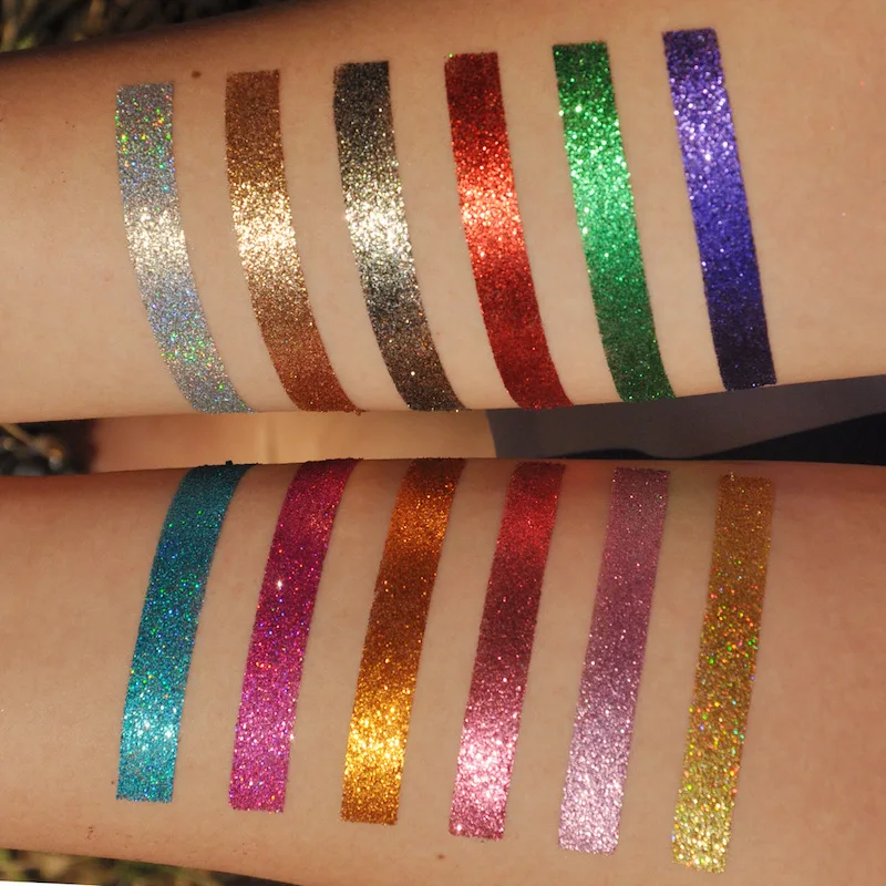 

Professional Makeup Glitter Eyeshadow Shimmer Pigment Palette Rainbow Diamond Pressed Glitters Eye Shadow, 6 colors