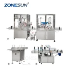 ZONESUN Automatic Electric Glass Perfume Shampoo Cosmetic Nail Polish Bottle Capping Auto Filling Labeling Packing Machine
