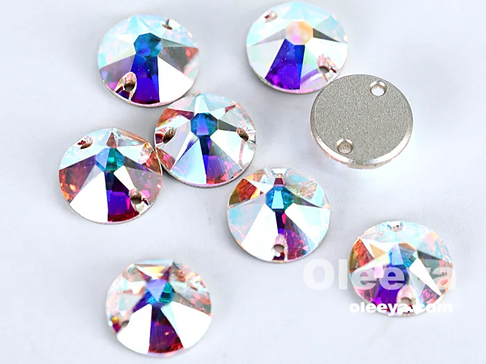 Wholesale High Quality 5A Flat Back Glass 10mm 16 Cut Round Crystal AB Sew on Rhinestones for Sewing on Clothes and Shoes
