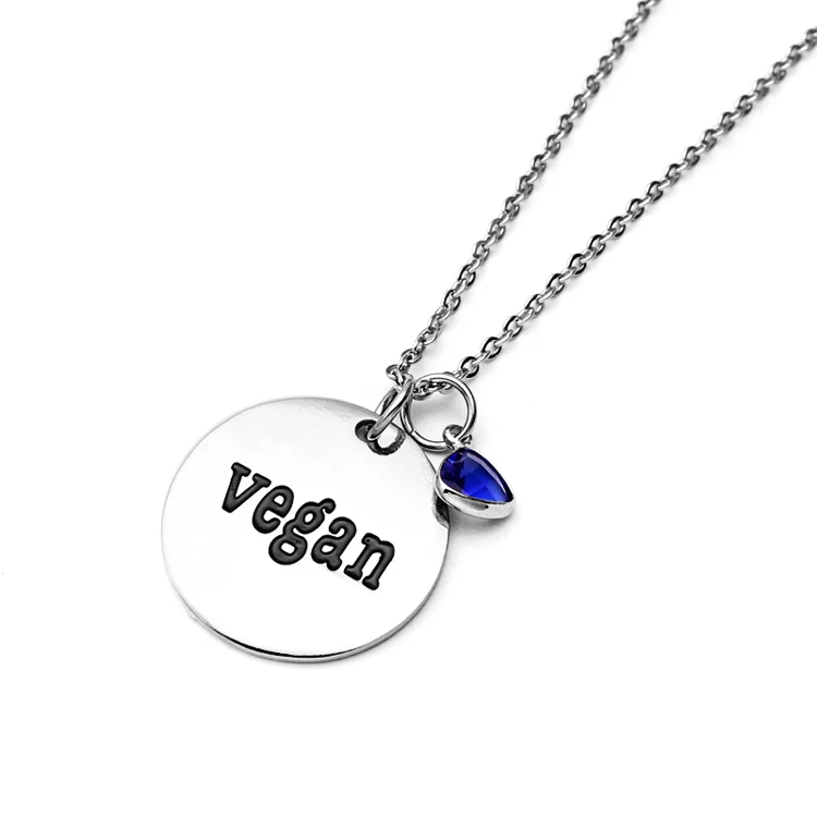 Fashion silver Chain Letter Vegan Charm Red Blue Crystal Stainless Steel Pendant Necklace For Vegetarian Jewelry
Fashion silver Chain Letter Vegan Charm Red Blue Crystal Stainless Steel Pendant Necklace For Vegetarian Jewelry