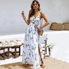Womens Summer Boho Maxi Long Dress Evening Party Beach Dresses Sundress Floral Halter Dress Summer 2018