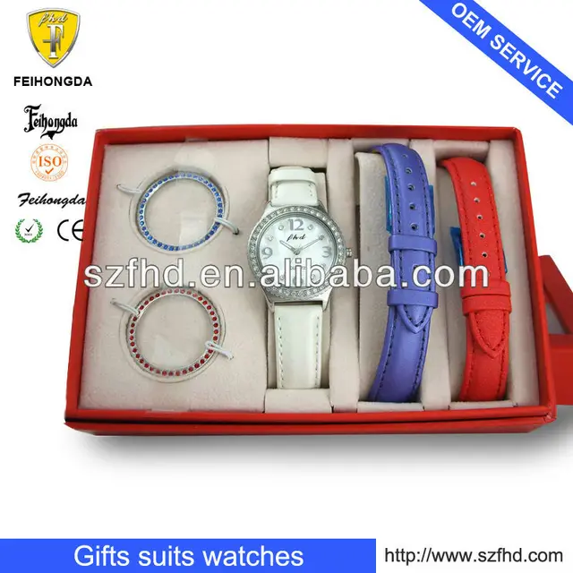 interchangeable strap watch gift set with 3atm japan movment