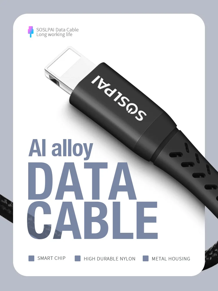 SOSLPAI original mobile usb data cable nylon weave 2.1a usb phone charger cable for apple data cable - ANKUX.COM