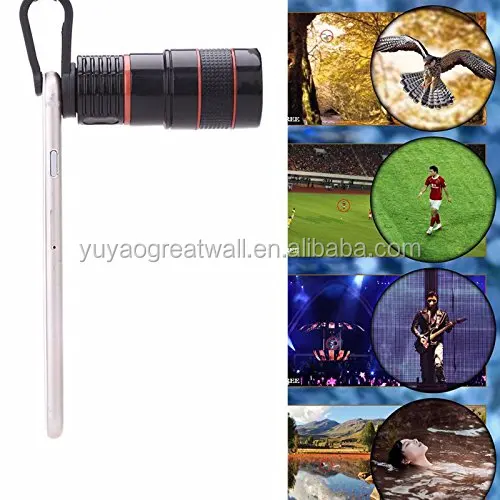 12x telephoto telescope zoom camera lens universal clip-on