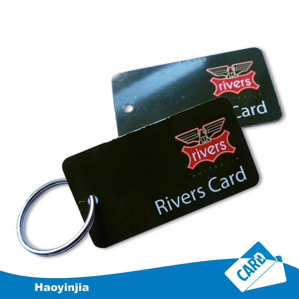 hole punched pvc printed key ring card plastic key chain