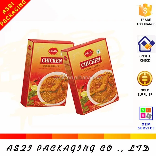 poker style collapsible food grade paper box for chicken spice