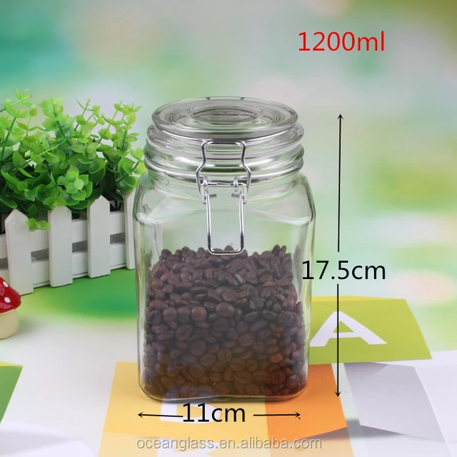 1200ml clean square glass candy mason jar for chocolate