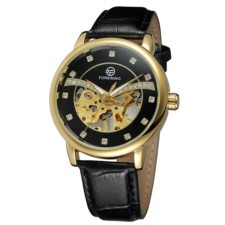 

FORSINING 496 Men Leather Band Hand Wind Mechanical Watch Skeleton Slim Fashion Wristwatch Relogio Releges Montre Homme