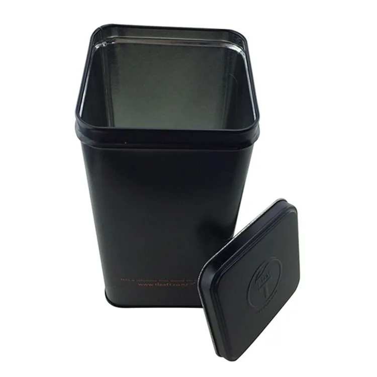 Black square tall tea tin/tea leaves tin can/ tea tin container