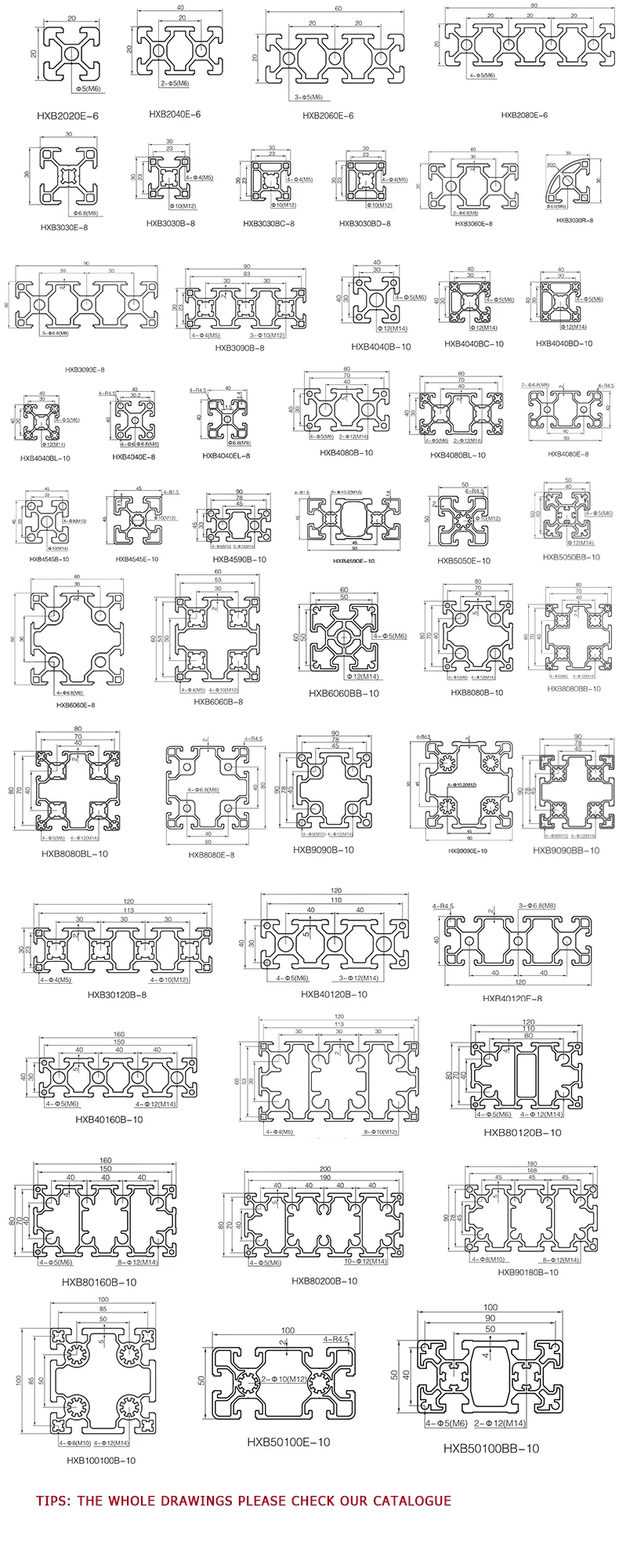 China T slot industrial aluminum profile40*4050*5030*3020*8030*60