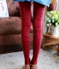 red cotton cheap soft lady tights with full of waves stripes