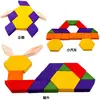 Joining together all sorts of color different shapes of wood, fancy wooden jigsaw puzzle
