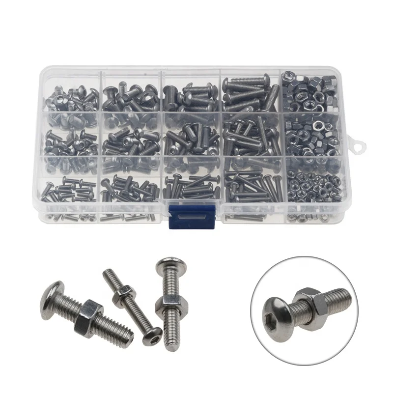 Paquete de 440 piezas M3 M4 M5 Tornillos hexagonales de cabeza plana y tuercas hexagonales para el kit de surtido de sujetadores de m/áquinas