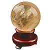 Natural acrobatics exorcising fengshui iceland spar calcite ball rainbow yellow iceland spar sphere for decoration