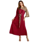 2019 Spring 3/4 Sleeve Women dresses Contrast Leopard Bandage Long Maxi Dress Femme Vestidos