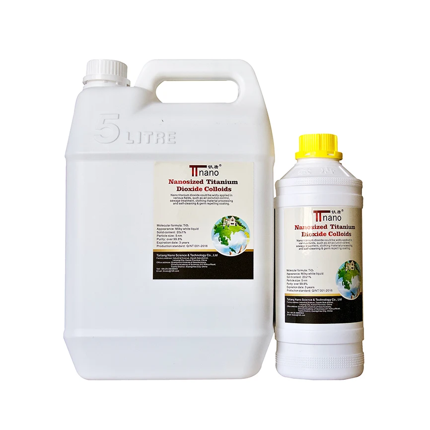 Industrial raw material titanium dioxide photocatalyst colloids for air purification decompose VOCs formaldehdye, Milky white
Industrial raw material titanium dioxide photocatalyst colloids for air purification decompose VOCs formaldehdye, Milky white