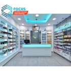 Muebles Para Tiendas Tempered Glass Pharmacy Display Counter Wooden Display Cabinet Medical Store Furniture Design
