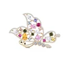 China wholesale delicate decoration charming gold plated multi color zircon crystal hollow butterfly brooch