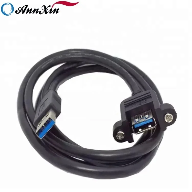 High speed USB 3.0 female extension cable A male to female cord with screw lock, Black/blue
High speed USB 3.0 female extension cable A male to female cord with screw lock, Black/blue