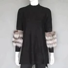 Loose style knitted sweater women style jumpers with silver fox fur