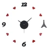 wall sticker clock 3d sweet red heart modern wall clocks Eiffel Tower time clock
