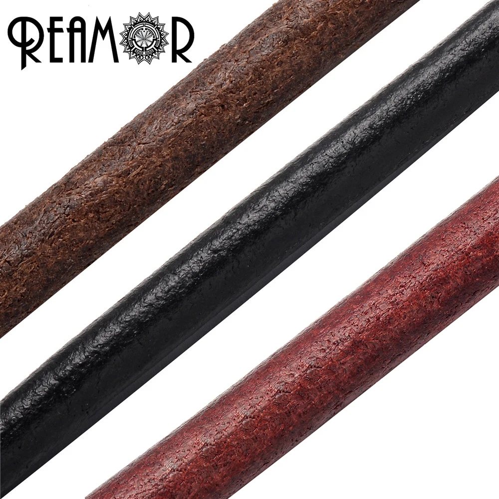 REAMOR 8mm Vintage Genuine Leather Rope Black Red Brown String Cord DIY Jewelry Findings for Bracelet Making Accessories
REAMOR 8mm Vintage Genuine Leather Rope Black Red Brown String Cord DIY Jewelry Findings for Bracelet Making Accessories