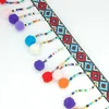 wholesale Custom indian mini curtain rainbow colorful cotton pom pom lace trims