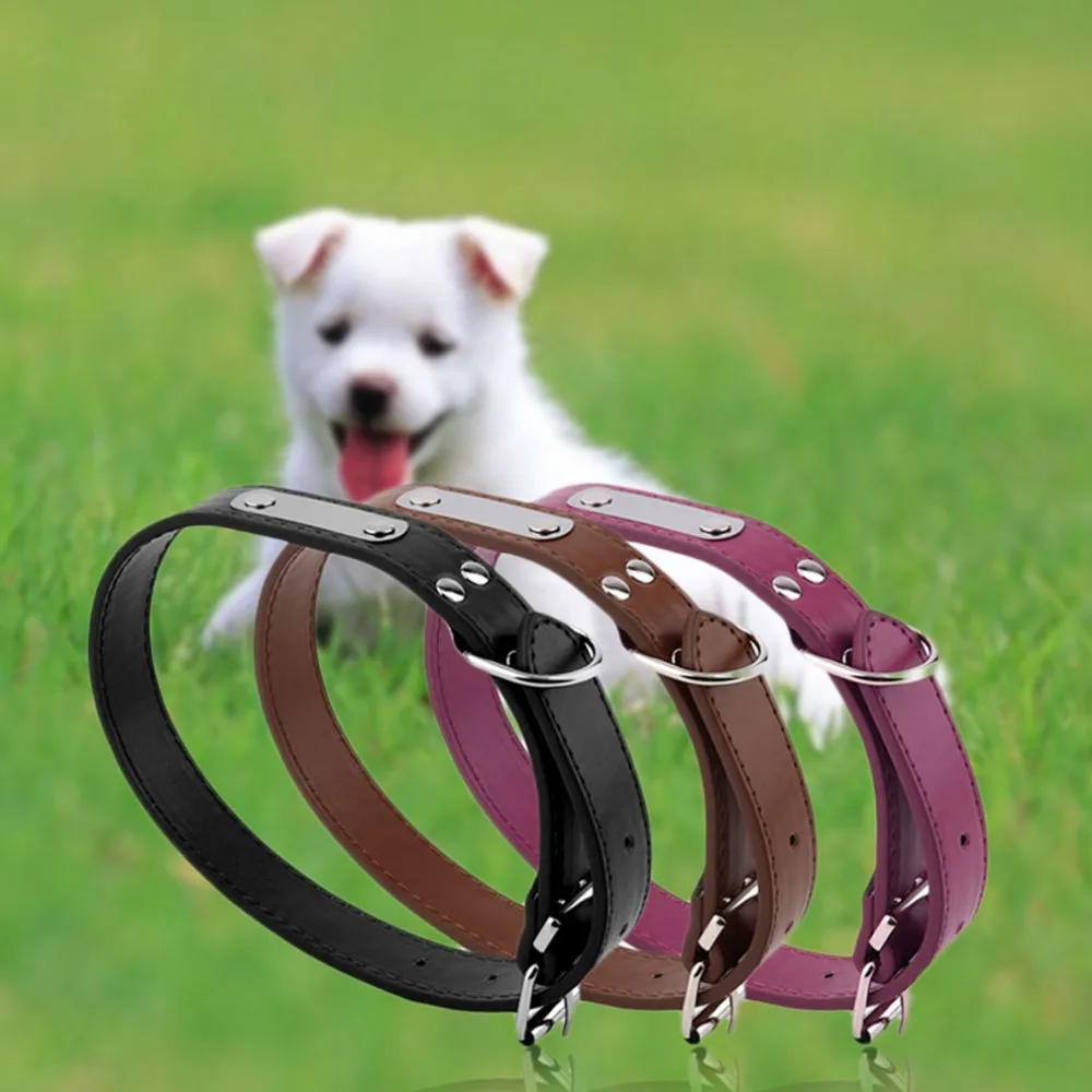 1 pcs PU Leather Dog Pet Cat Puppy Collar Neck Buckle Adjustable Safety Belt